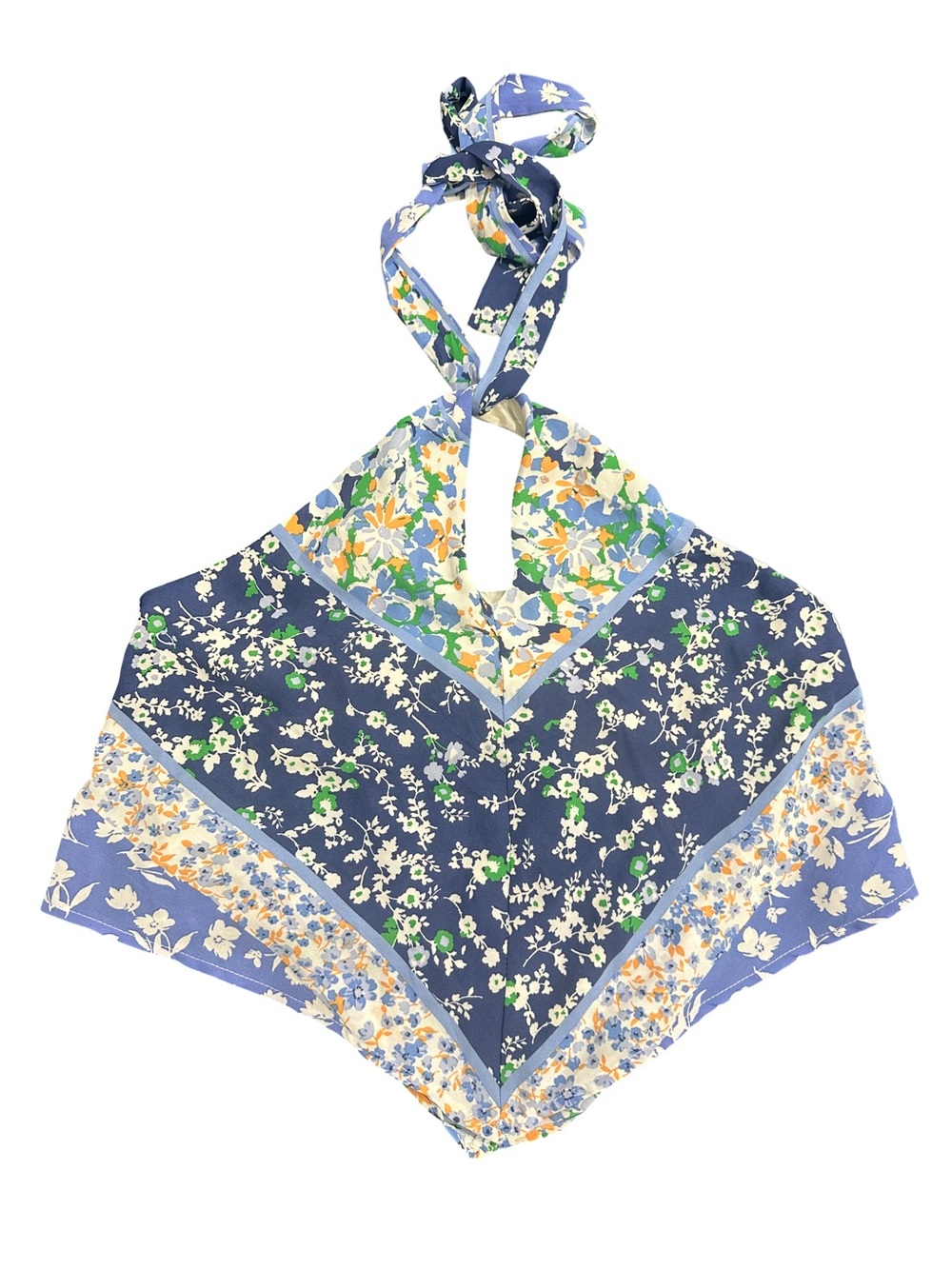 Sienna Sky Blue Floral Halter Scarf Top